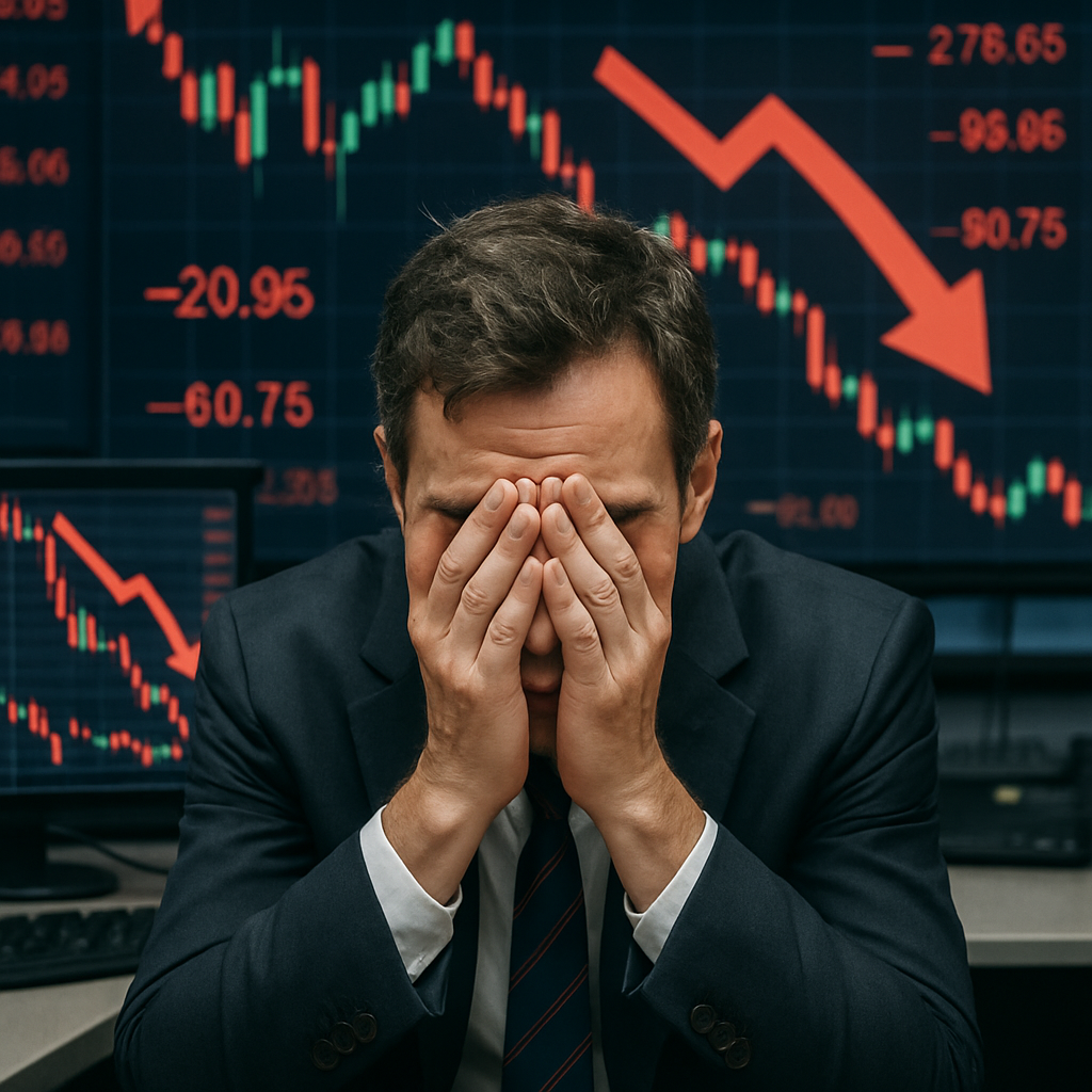 Trader as his portfolio evaporates